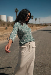 Tan Stretch Denim Skirt