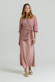 Striped Knot Tee Pink