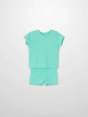 Short Sleeve Boxy T-shirt & Shorts Set - Mint Green