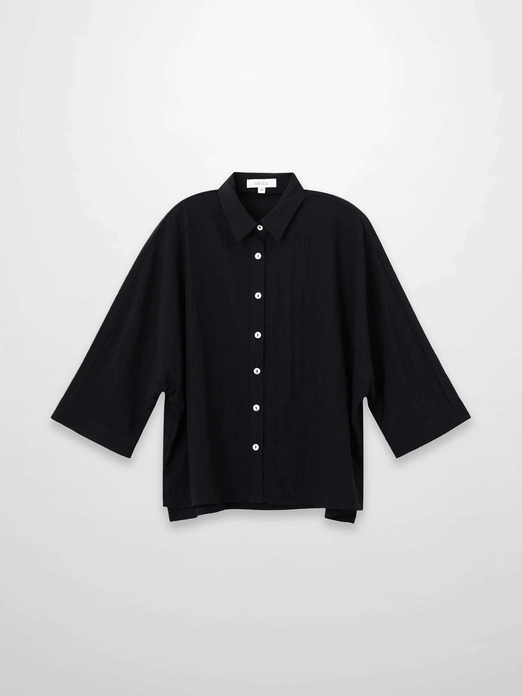 Boxy Dolman Sleeve Crinkle Blouse-Black