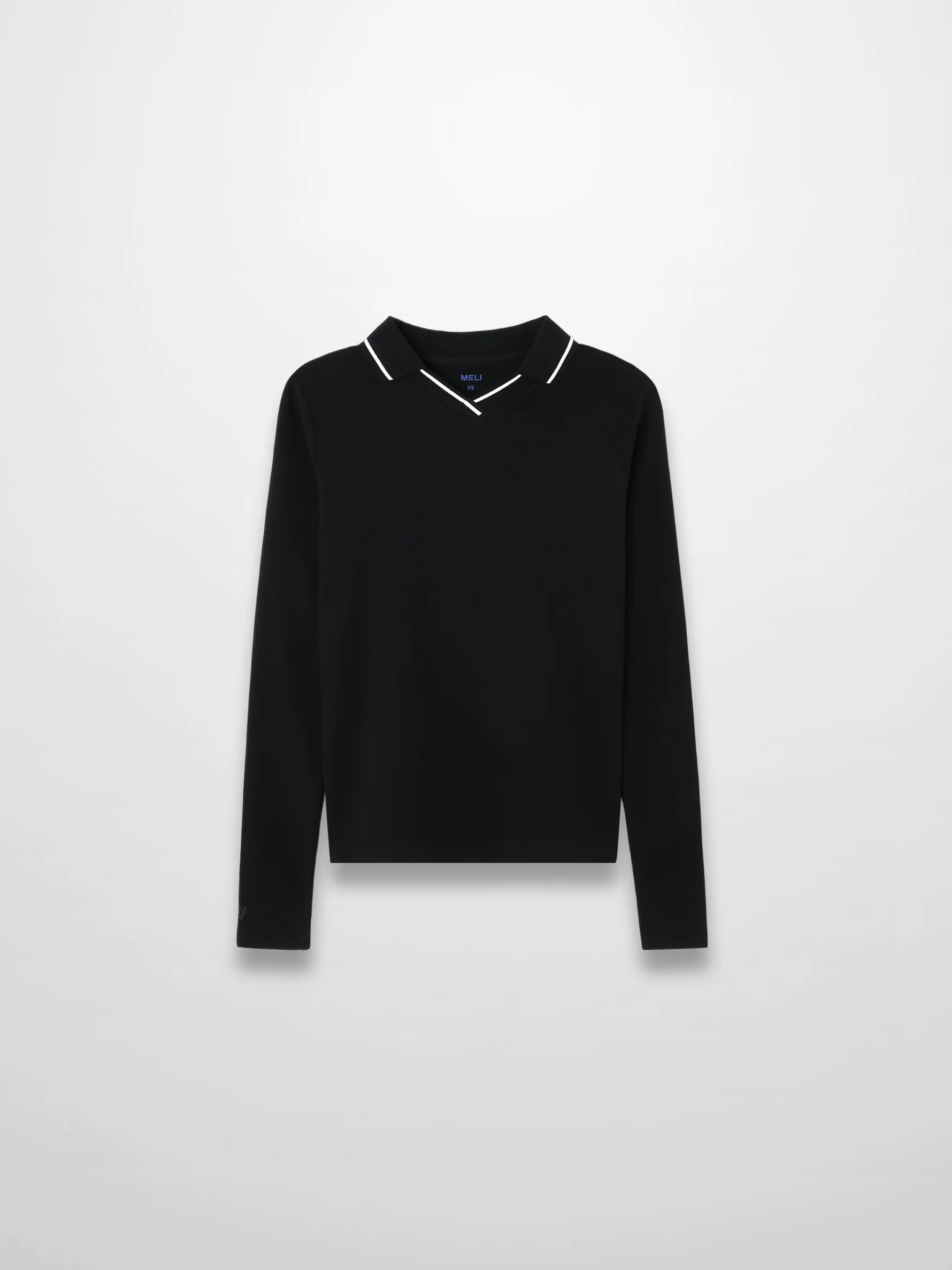 Collared High V T-Shirt-Black