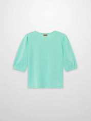 3/4 Puff Sleeve T-shirt - Mint Green
