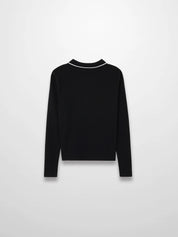 Collared High V T-Shirt-Black