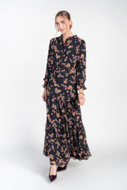 Zoe Maxi- Dancing Pink and Yellow Flowers