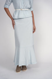 Linda Skirt- Light Blue Pinstripes
