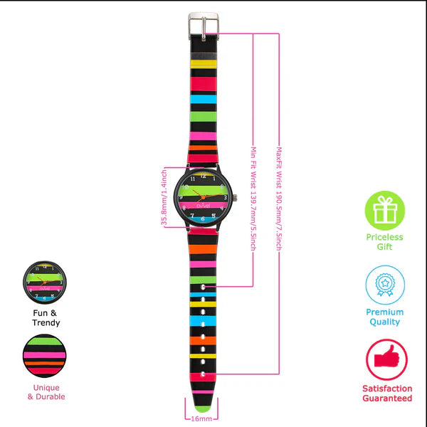 Ovvel Girls Analog Watch for kids – Rainbow Stripes