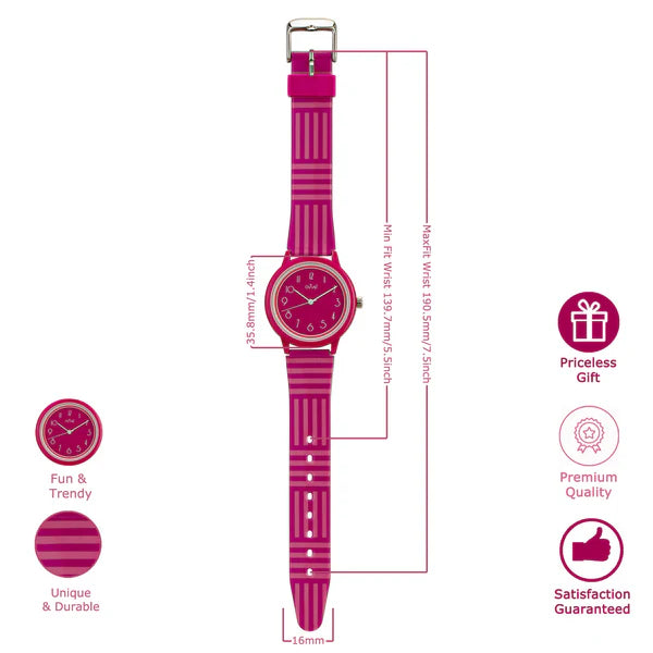 Ovvel Girls Analog Watch for kids – Fuchsia and Pink Stripes