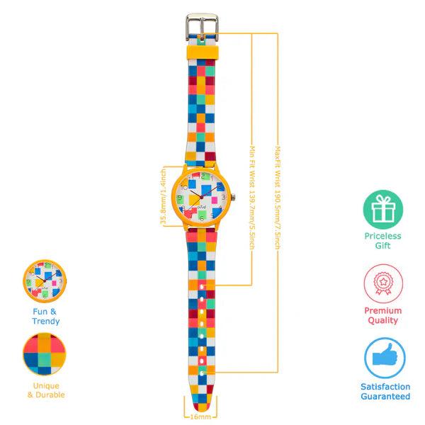 Ovvel Girls Analog Watch for kids – Multi-Colored Squares
