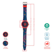 Ovvel Girls Analog Watch for kids – Navy and Red Paisley Design Strap