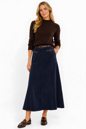 CORDUROY SKIRT WITH BUCKLE DETAIL