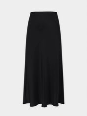 Solid Satin Slip Skirt-Black