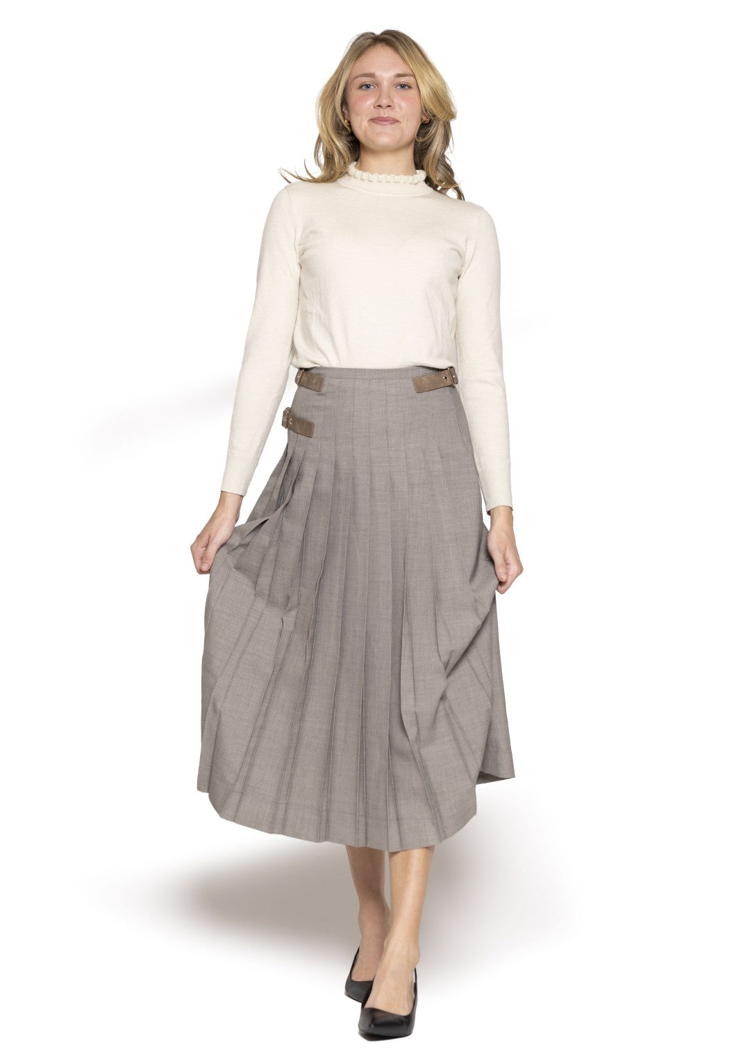 3 Buckles Pleated Skirt