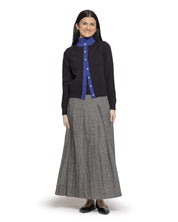 Crew Neck Button Down Cardigan with Blue Trim