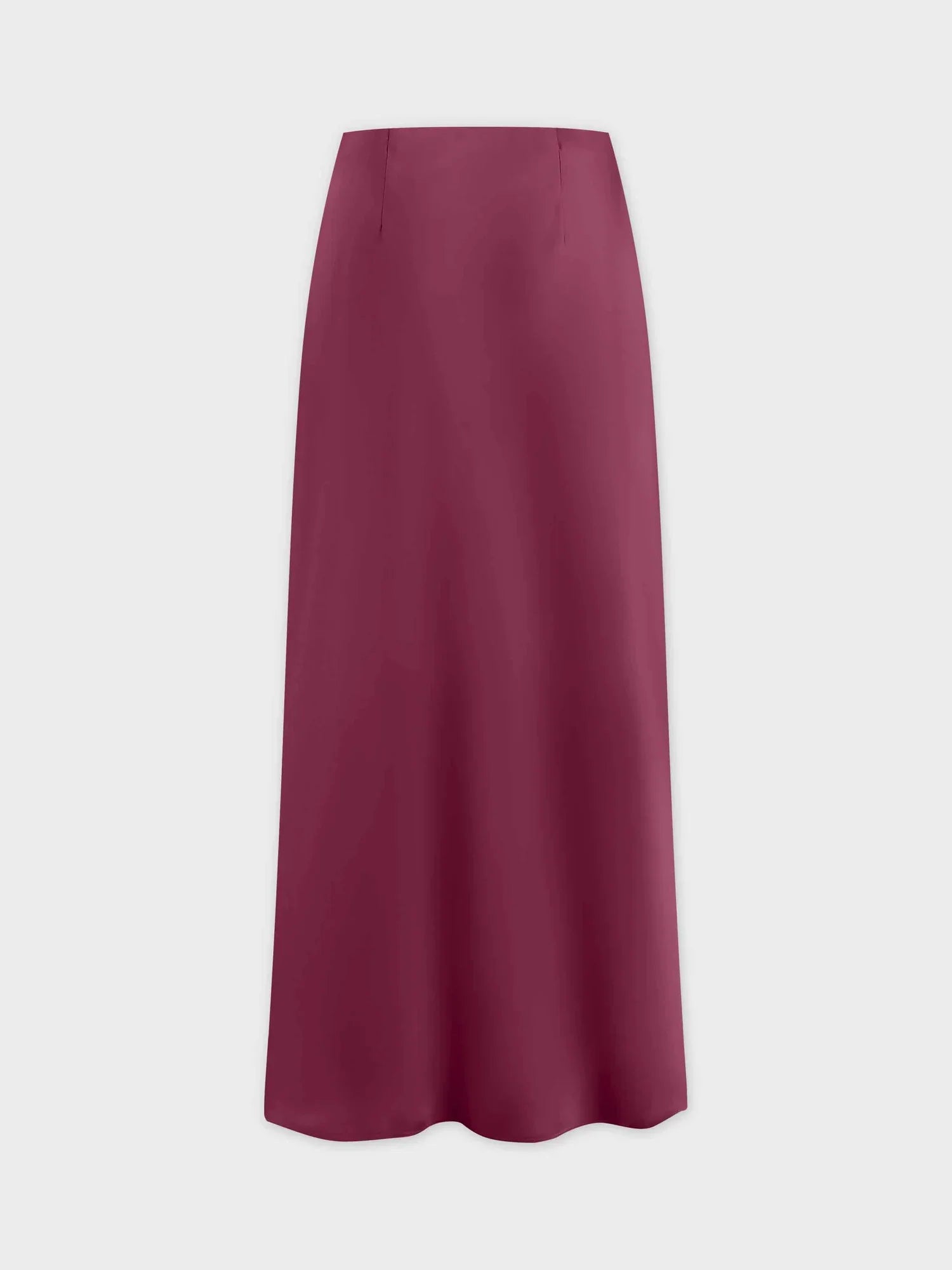 Solid Satin Slip Skirt-Burgundy