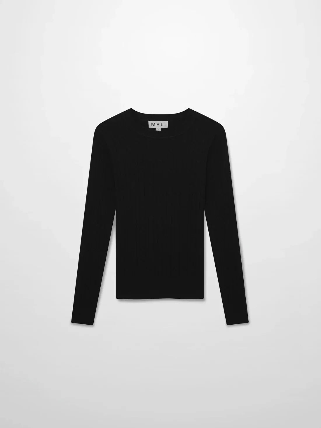 Crew Neck Cable Sweater-Black