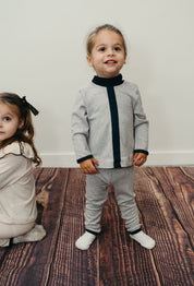 Heather Grey Herringbone Stripe Set