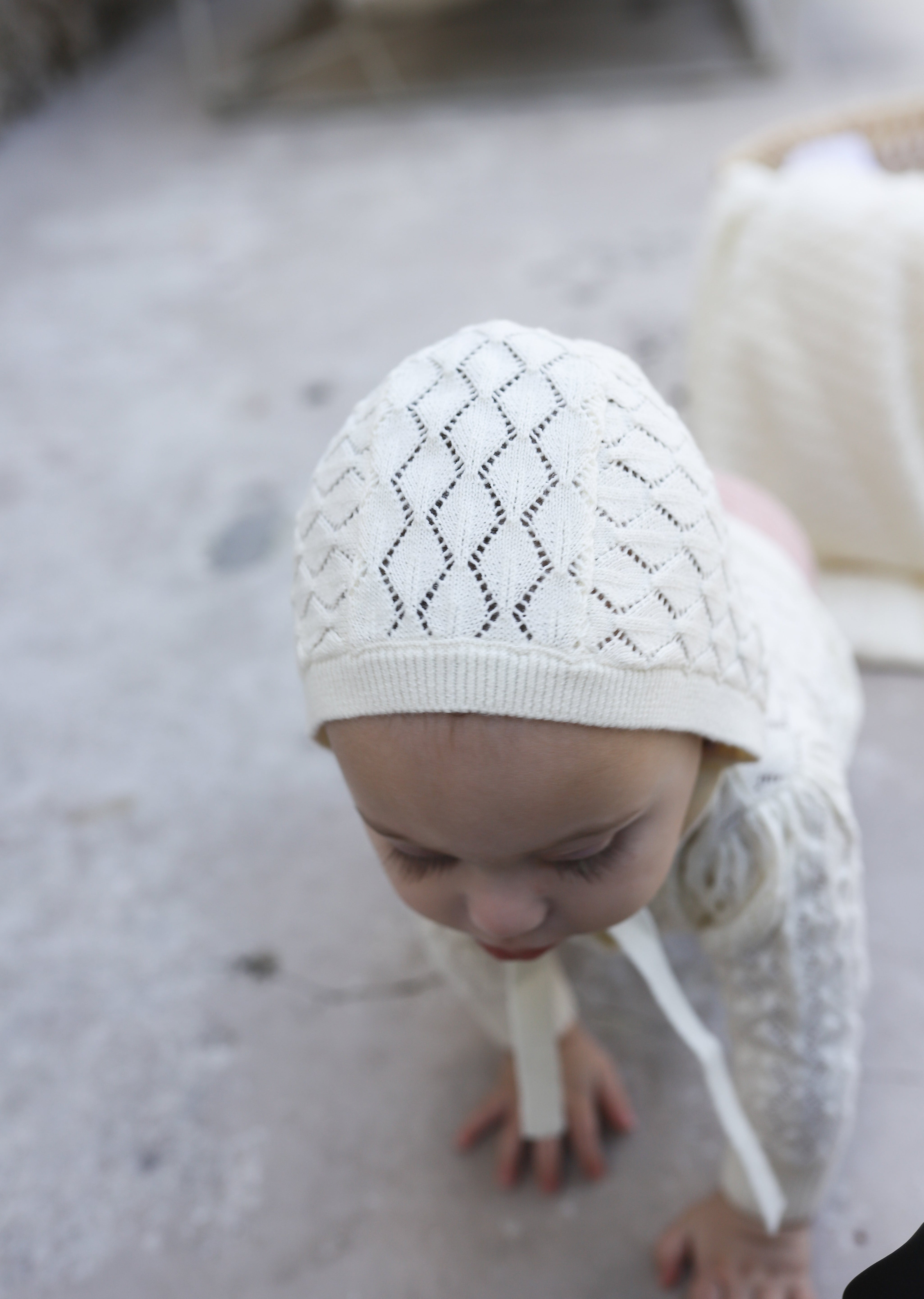 Stitch Collection - Diamond Pointelle Knit Bonnet