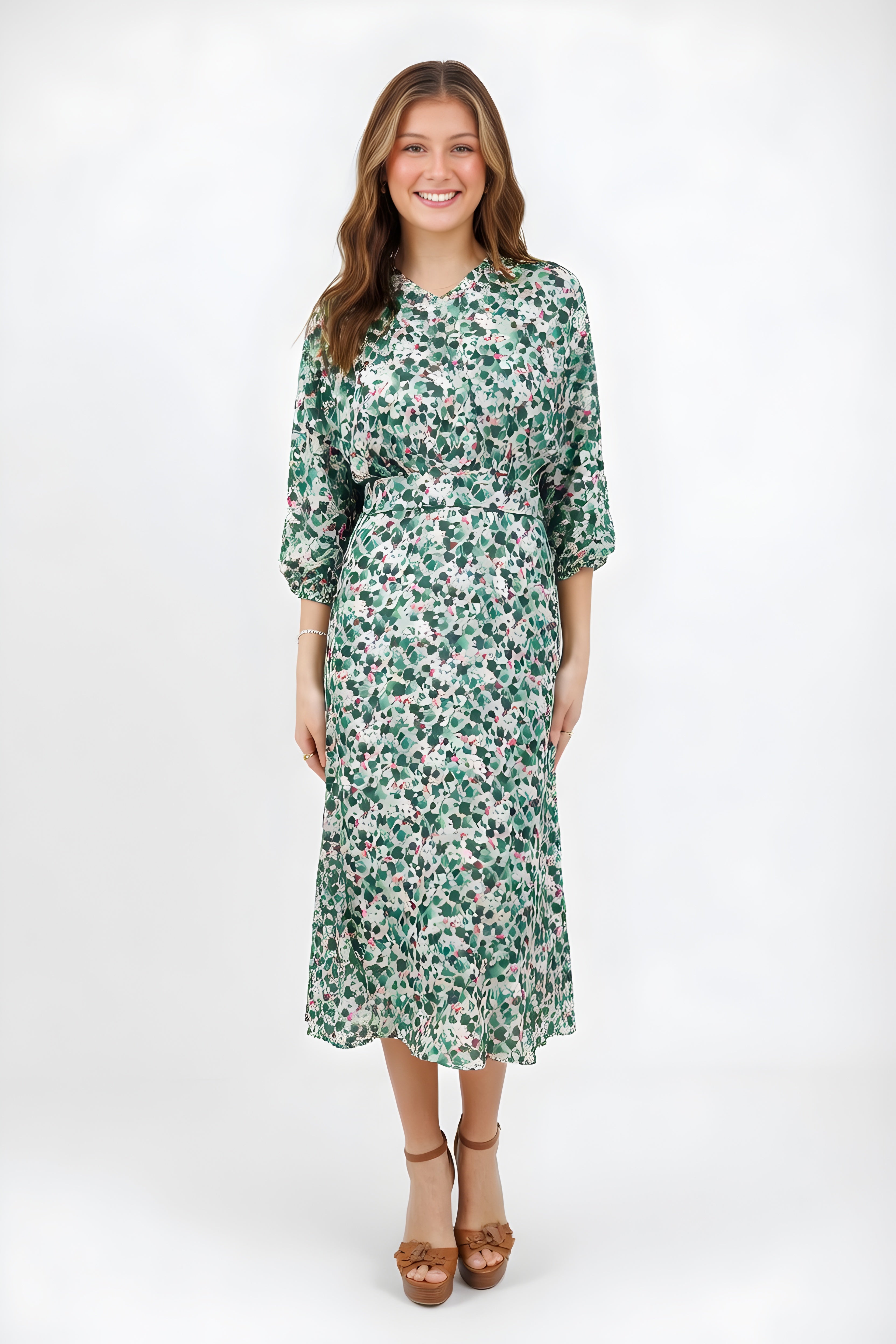 FLORAL PRINT DRESS AVAILABLE IN 2 COLORS (25SM1)