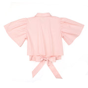 Teen Pink Back Flutter Tie Shirt