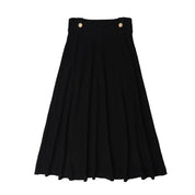 Gold Logo Button Midi Skirt