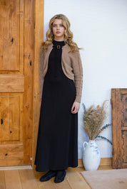 Teen Taupe Knit Buckle Cardi Maxi