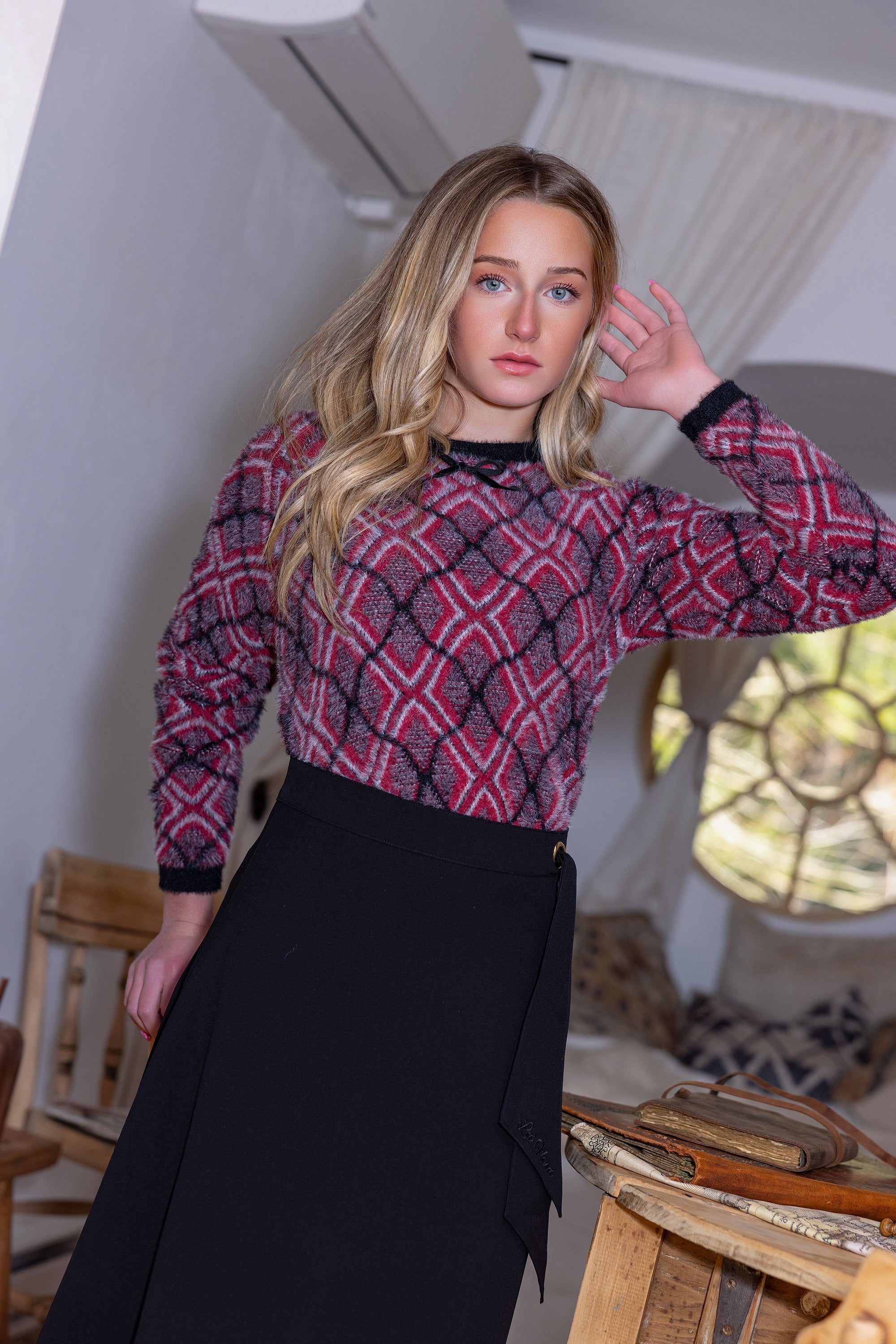 Teen Plaid Mohair Sweater