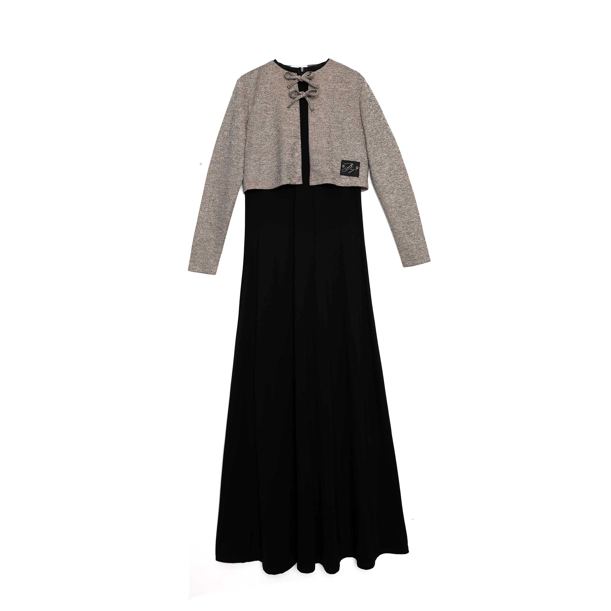 Teen Beige Logo Cardi Bow Maxi