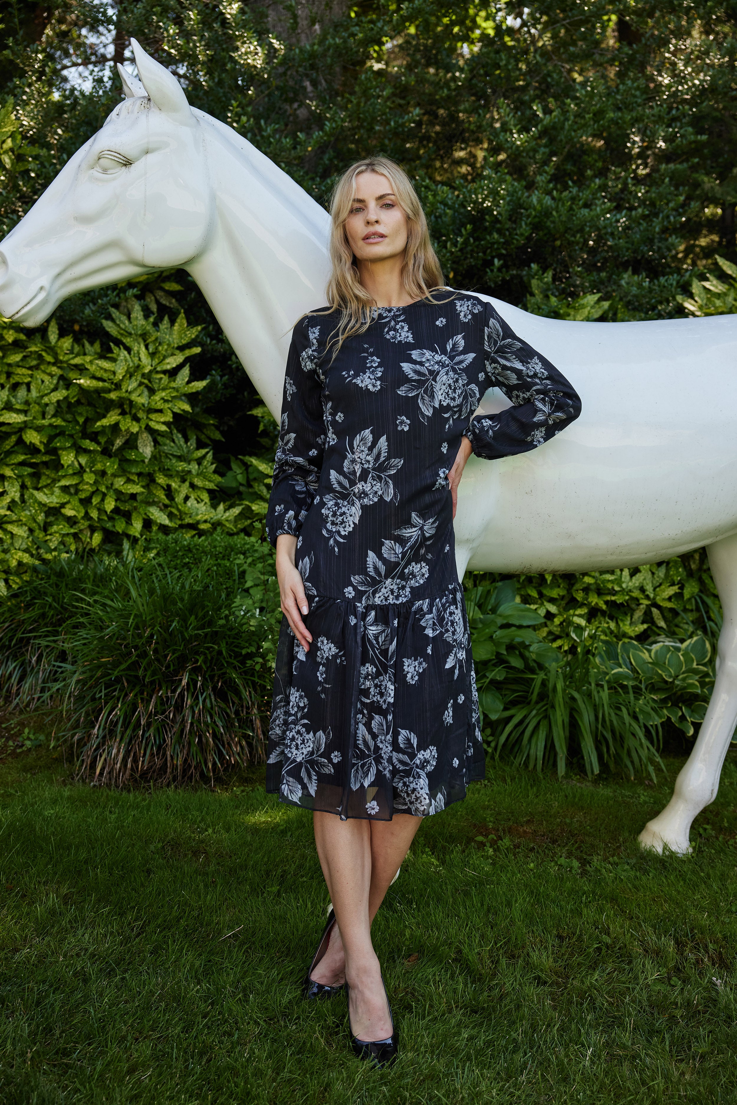 JOSEPHINE DRESS - BLACK/SILVER