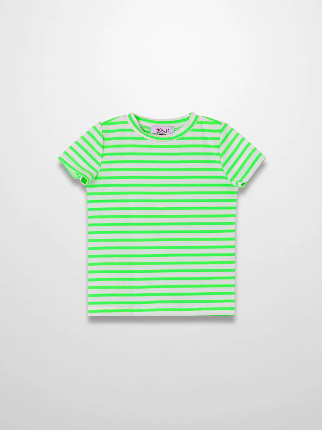 Neon Green Striped Boxy T-shirt - Short Sleeve