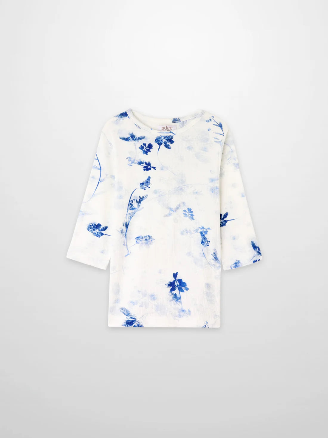 Blue Flower T-Shirt - 3/4 Sleeve