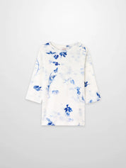 Blue Flower T-Shirt - 3/4 Sleeve