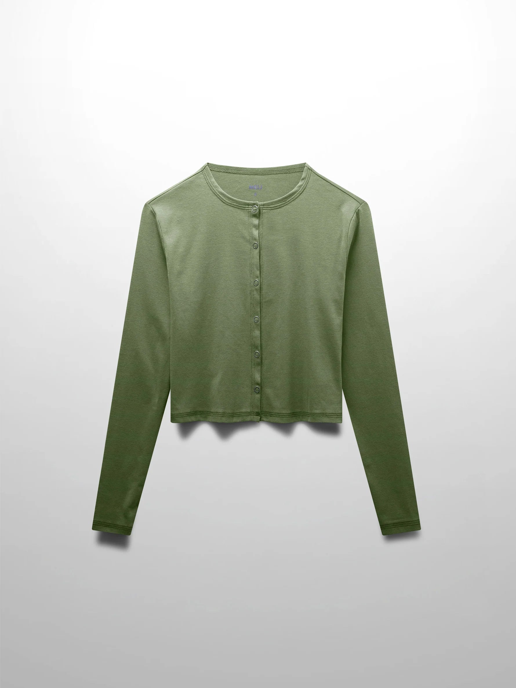 Basic T-Shirt Cropped Cardigan-Olive