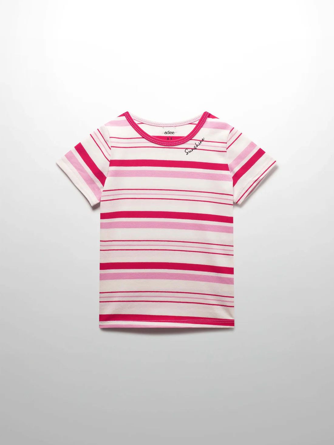 Pink & Red Striped Short Sleeve T-Shirt