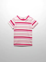 Pink & Red Striped Short Sleeve T-Shirt