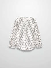 Puff Sleeve Button Down Blouse-Black/White Polka Dot