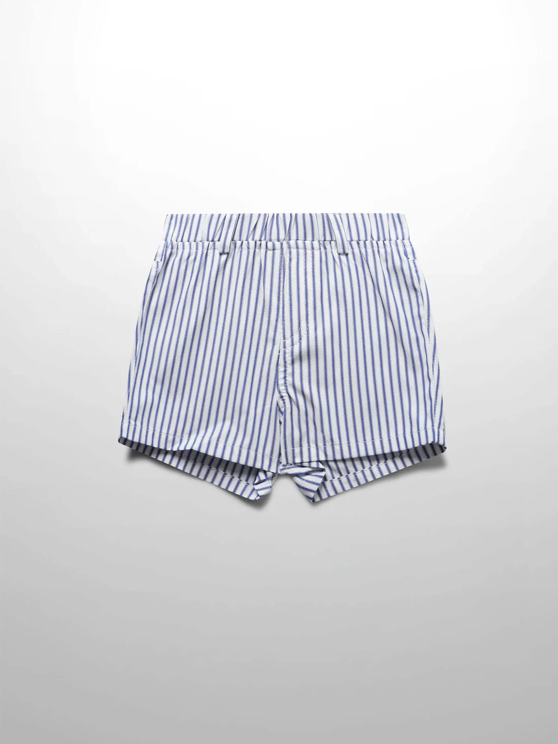 Striped Cotton Shorts- Blue