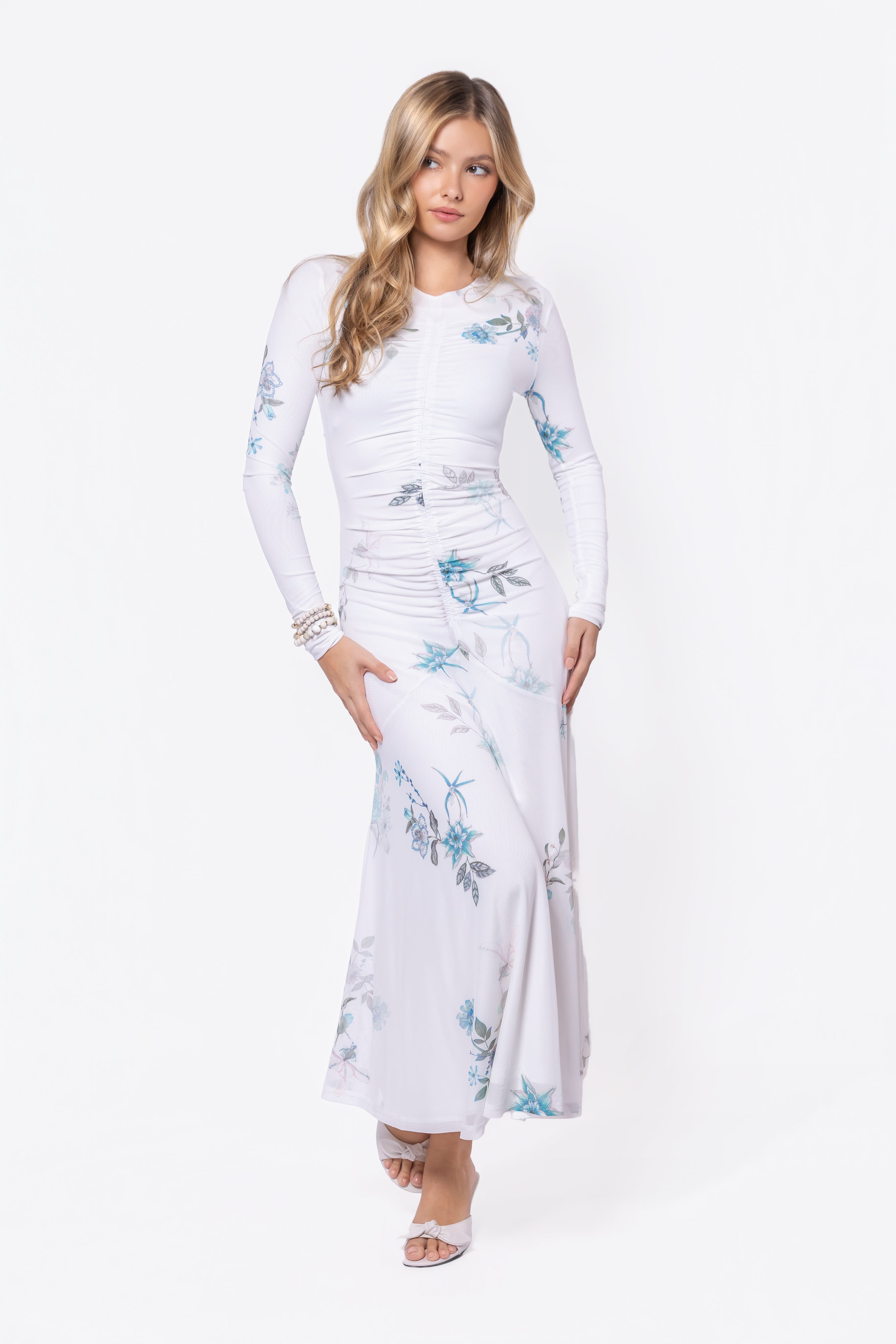 Mariella Dress (White/Green)