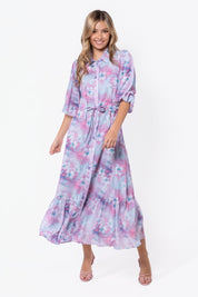 Alice Dress Short Sleeve (Raspberry/Blue)