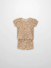 Purple Flower Shorts Set