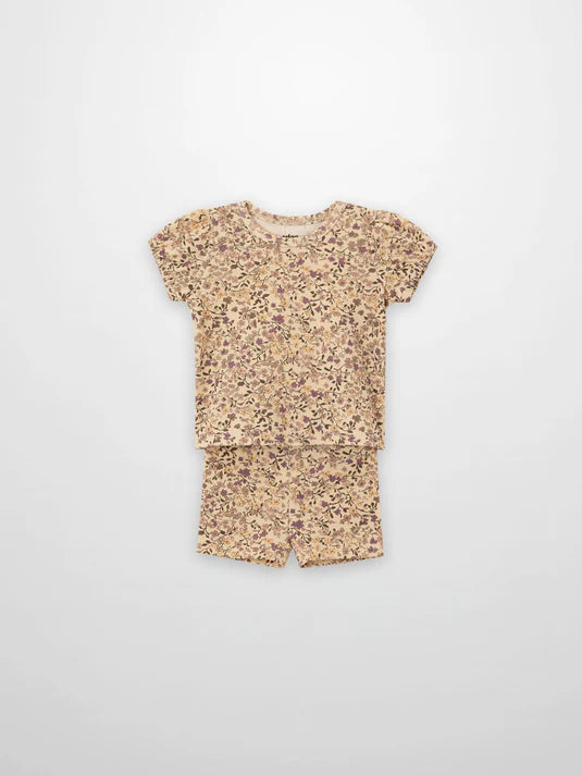 Purple Flower Shorts Set