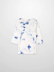 Blue Flower T-Shirt - 3/4 Sleeve