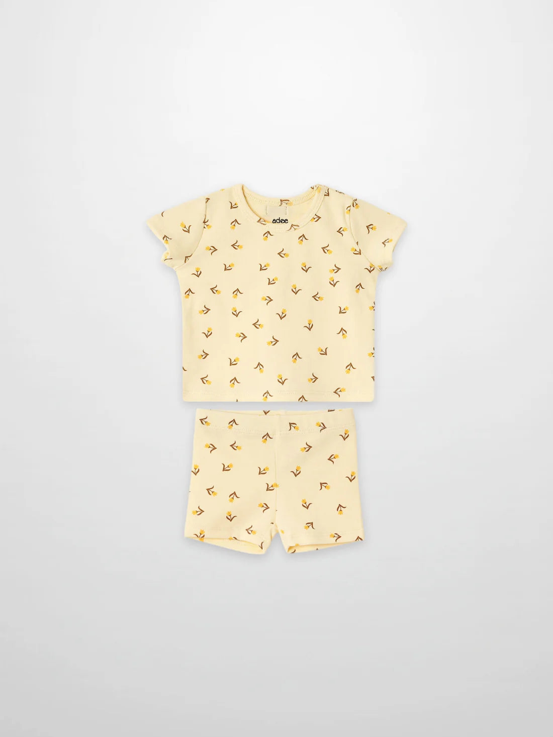 Butter Yellow Tulip Short Sleeve T-Shirt & Shorts Set