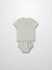 Green Striped Shirt & Bloomers Set