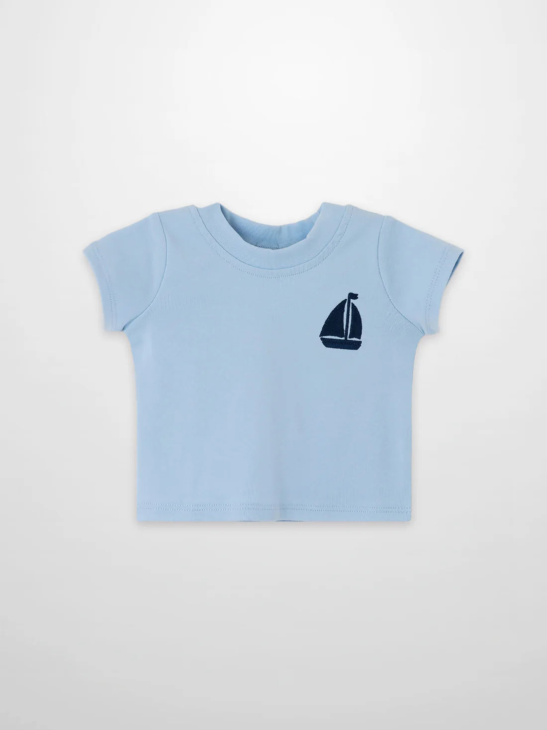 Short Sleeve Emblem Boxy T-Shirt - Light Blue
