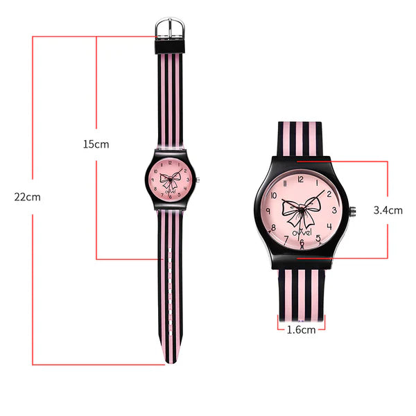Ovvel Girls Analog Watch for kids  – Black Bow