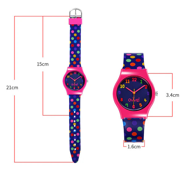 Ovvel Girls Analog Watch for kids - Colorful Polka Dot