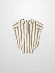 Tan and White Stripe Romper