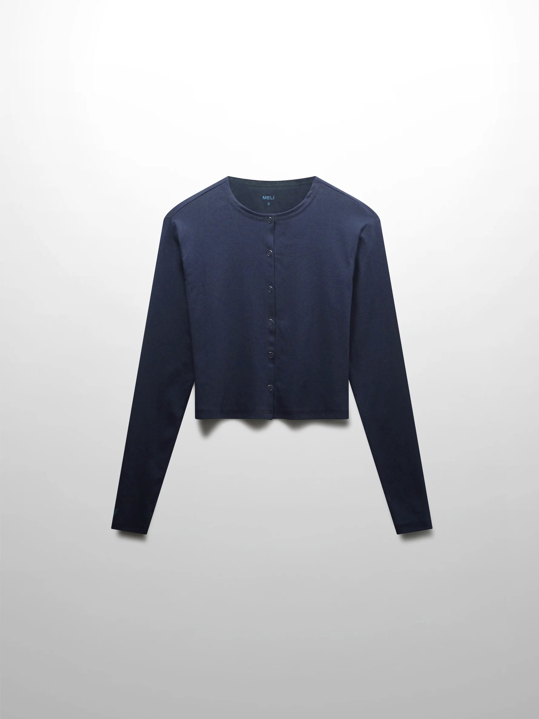 Basic T-Shirt Cropped Cardigan-Navy