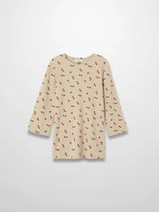 Tan Floral T-shirt - 3/4 Sleeve