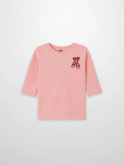 3/4 Sleeve Emblem T-shirt - Light Pink